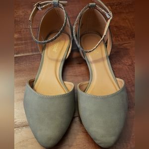 Nicole Flats, Olive, Ankle Straps